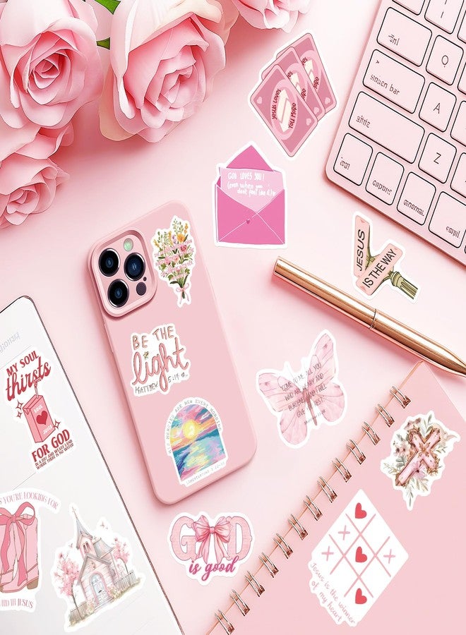 APUDWN 200 Pcs Pink Bible Verse Stickers, Inspirational Christian Stickers for Girl Women, Waterproof Christian Jesus Scripture Quotes Decal Decoration Praise God Religious Faith Based Gifts - Image 2